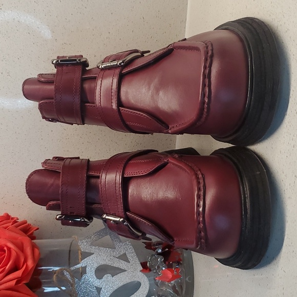 FREE PEOPLE Isla moto burgandy leather booties (sz 6) - Picture 6 of 8
